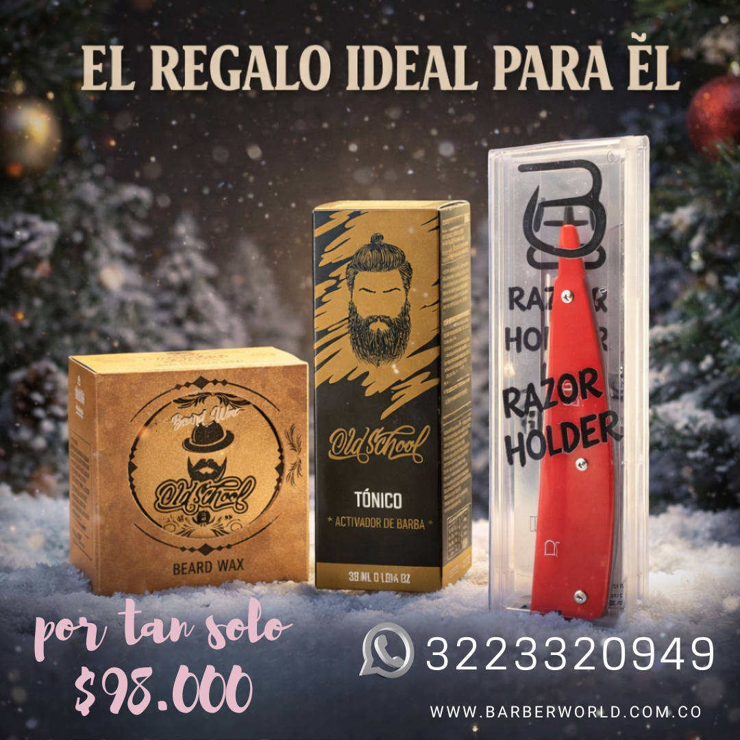 Kit Navideño para Ellos | Cera Barba, Tonico Activador y Barbera