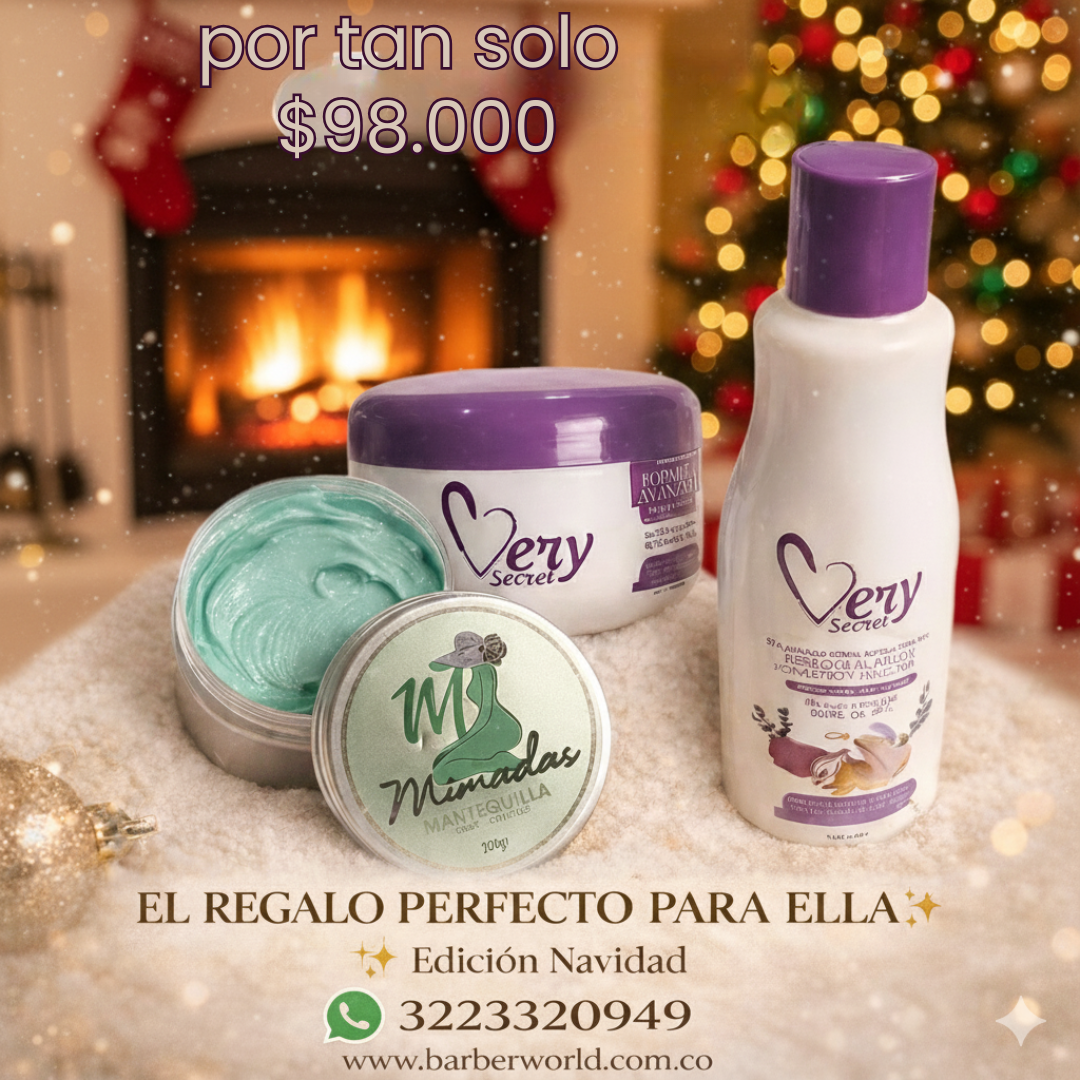 Kit Navideño para Ellas | Shampoo Ingredientes Naturales , Tratamiento Cabello y Mantequilla Corporal