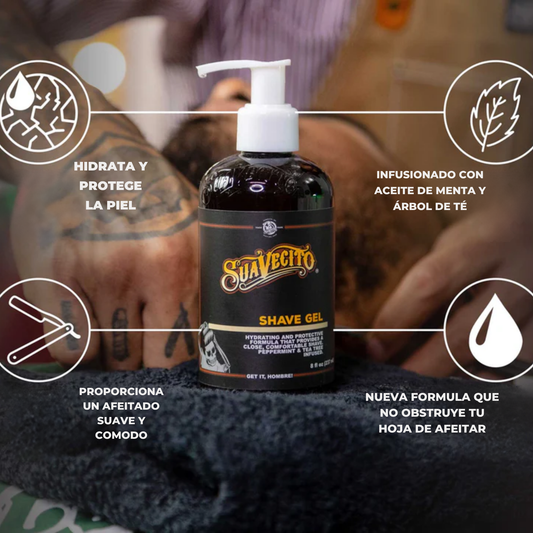 Gel de Afeitar Suavecito Transparente 237ml Menta y Arbol de Te