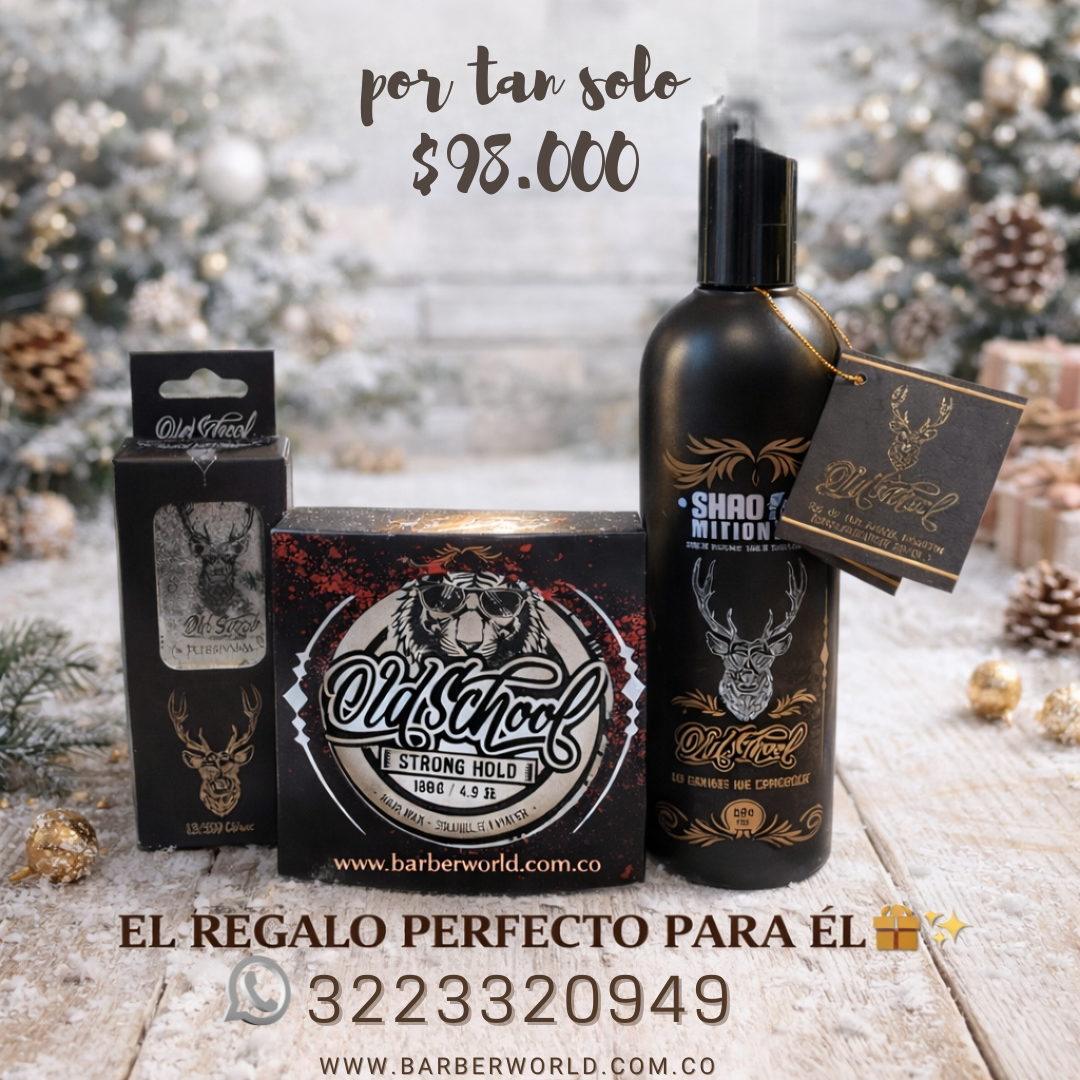 Kit Navideño para Ellos | Shampoo Crecimiento, Cera Mate Fiber y Cepillo Sacudidor