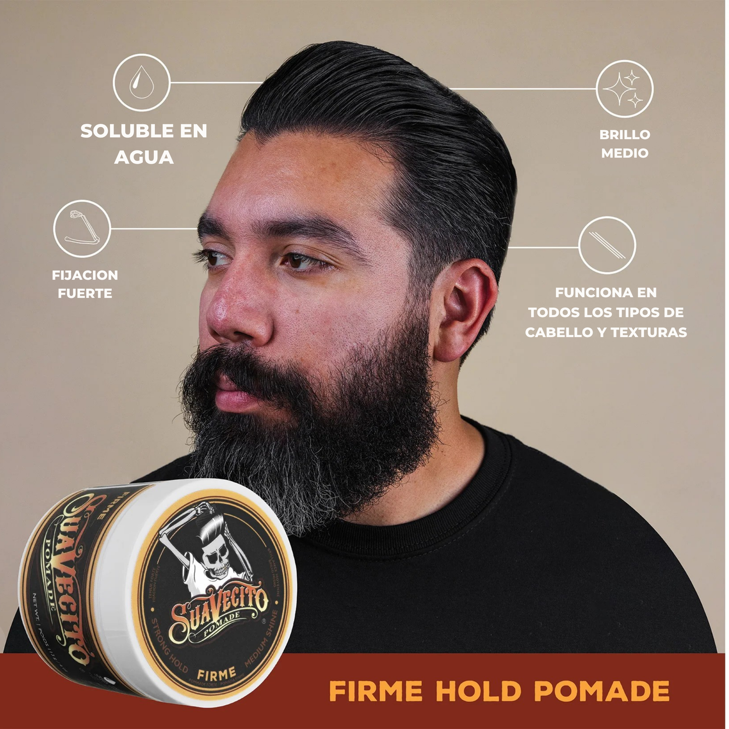 Pomada Suavecito Firme Hold Tarro Profesional 908g Barbería