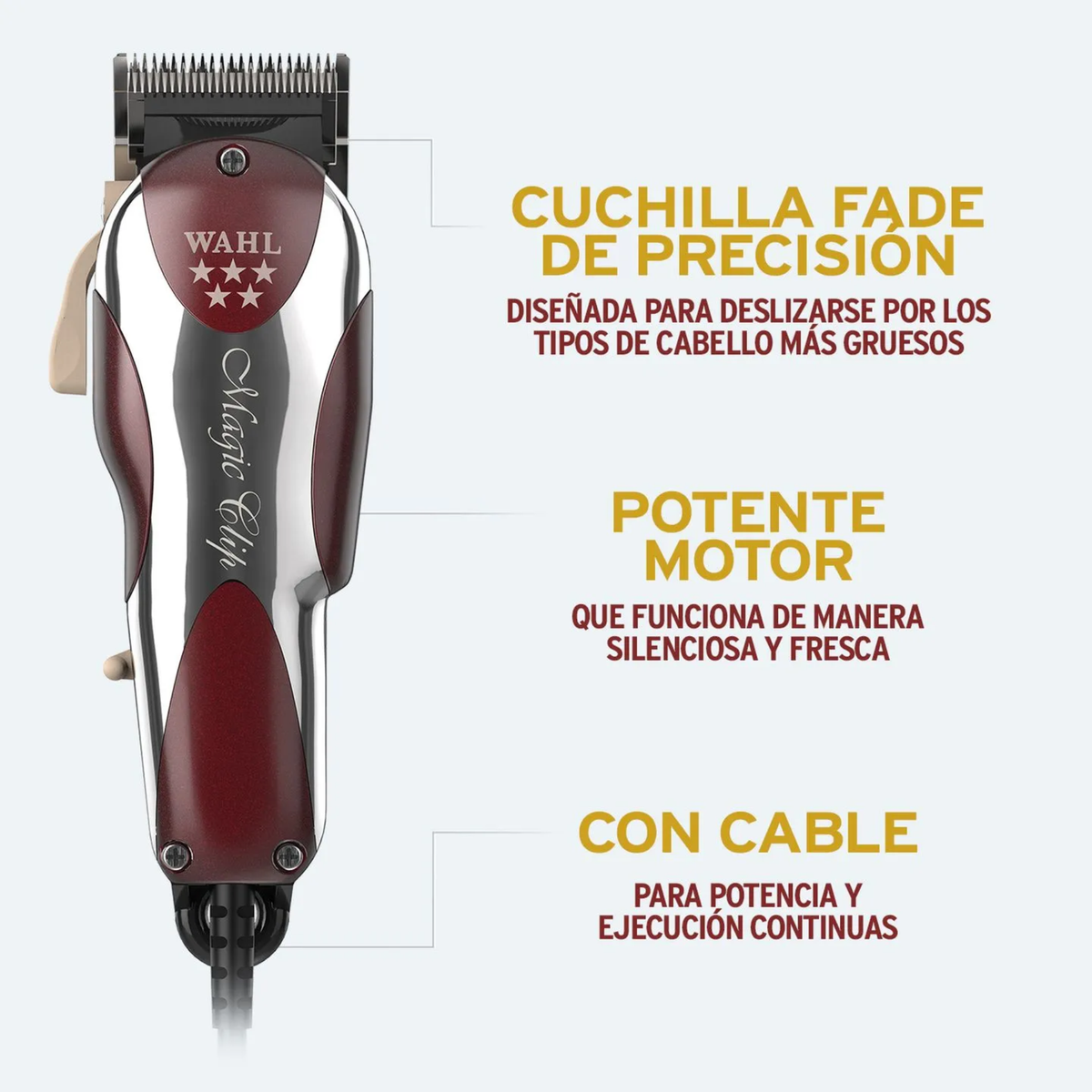 Peluquera Wahl Magic Clip 5 Estrellas Cable Vinotinto