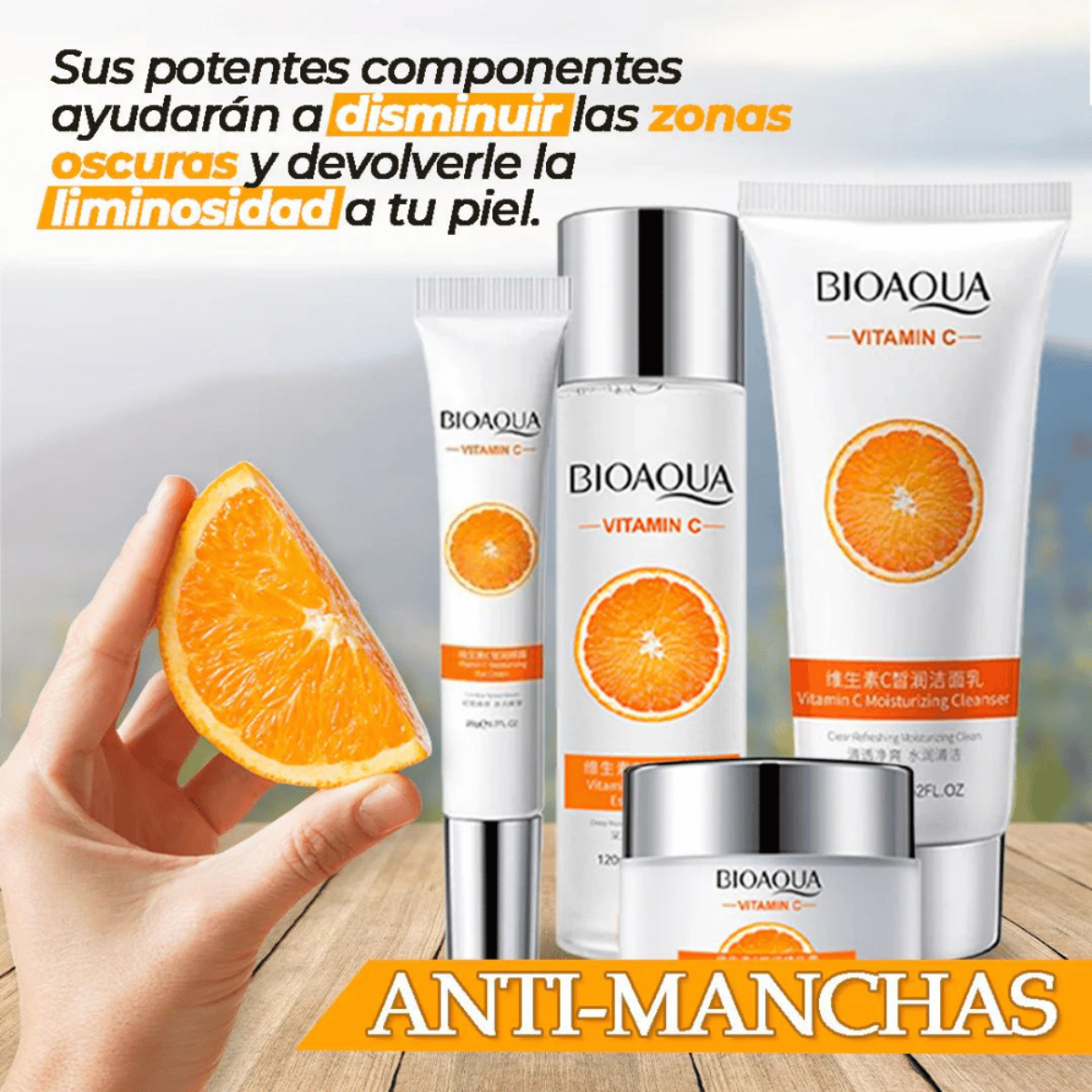 Kit Navideño Pinza de ondas + Set Cuidado Facial Bioaqua VITAMINA C