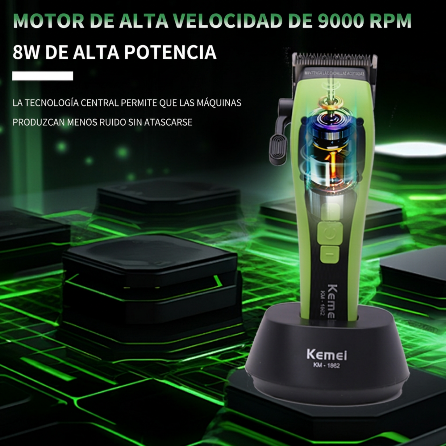 Peluquera Kemei KM-1862 Inalámbrica 9000 RPM con Pantalla LCD
