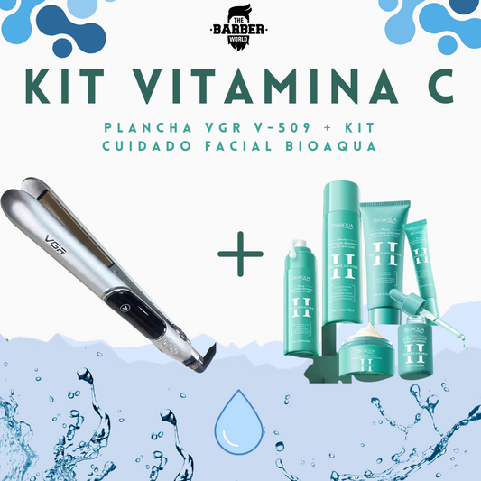Kit Navideño Plancha VGR V-509 + Set Cuidado Facial Bioaqua ACIDO HIALURONICO