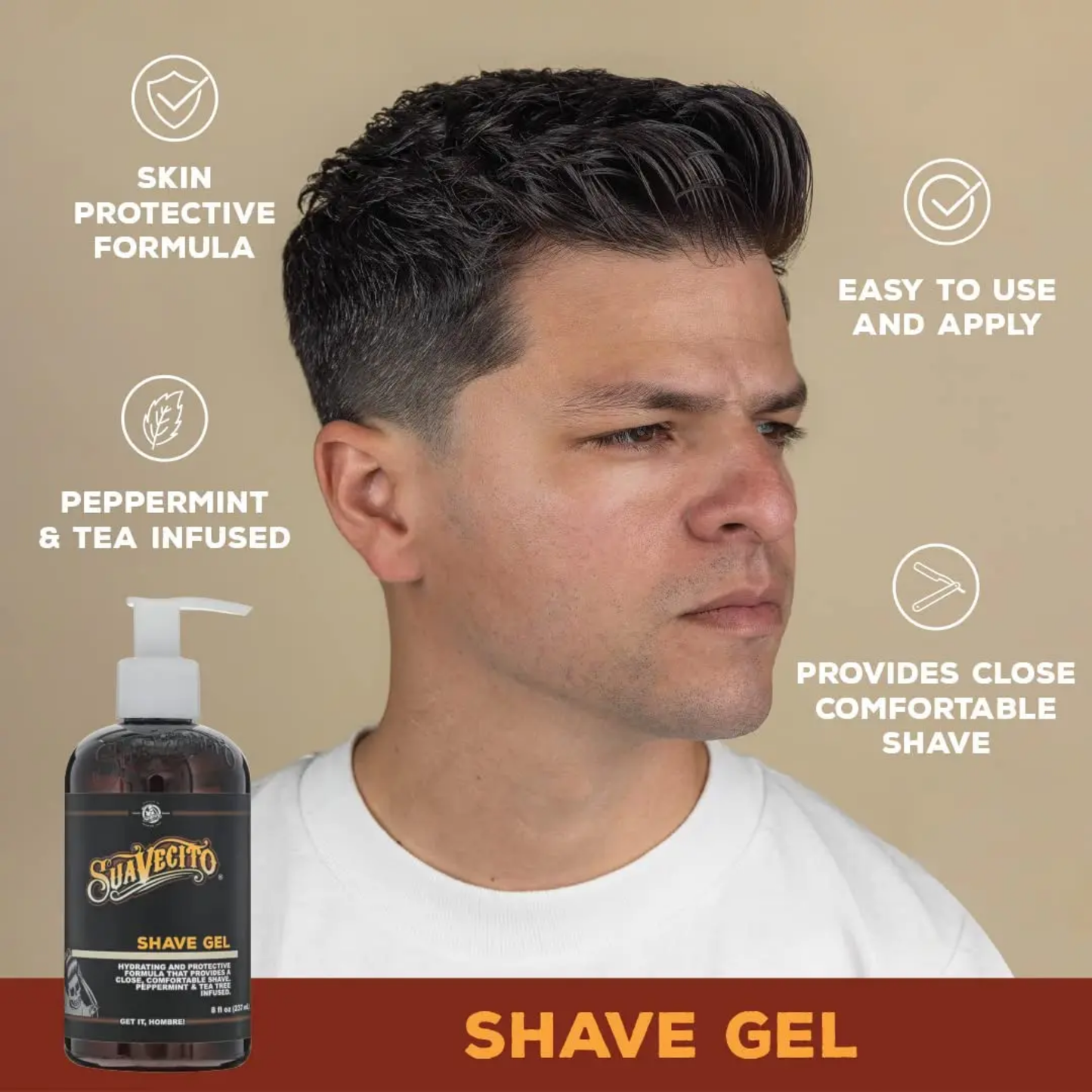 Gel de Afeitar Suavecito Transparente 237ml Menta y Arbol de Te